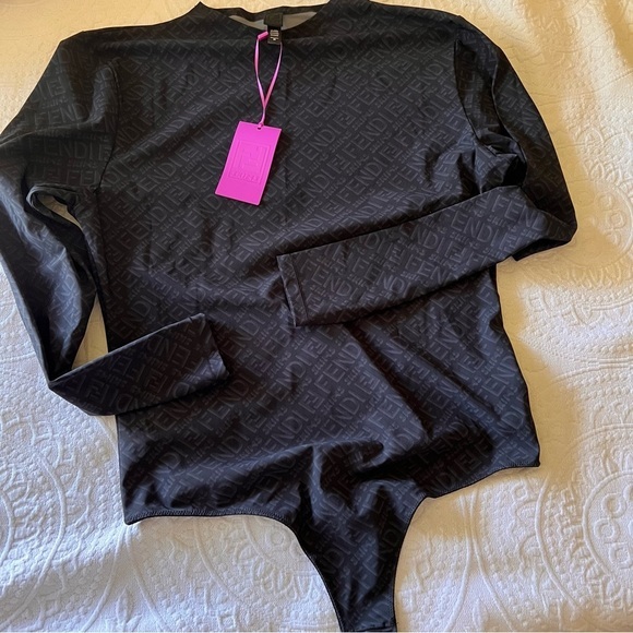 FENDI x SKIMS MOCK NECK LONG SLEEVE BODYSUIT Black SIZE 3X NEW with TAGS - Picture 3 of 7